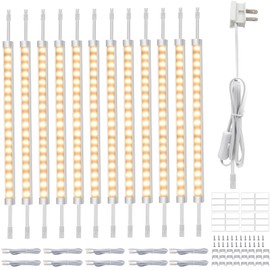 AIBOO Under Cabinet Lighting, Dimmable 12 inch Under Counter Lights, 120V Plug in & Hardwired, Linkable LED Closet Lights for Kitchen, Shelf, Workbench, Desk,Cupboard,Garage (12 PCS), Warm White 3000K