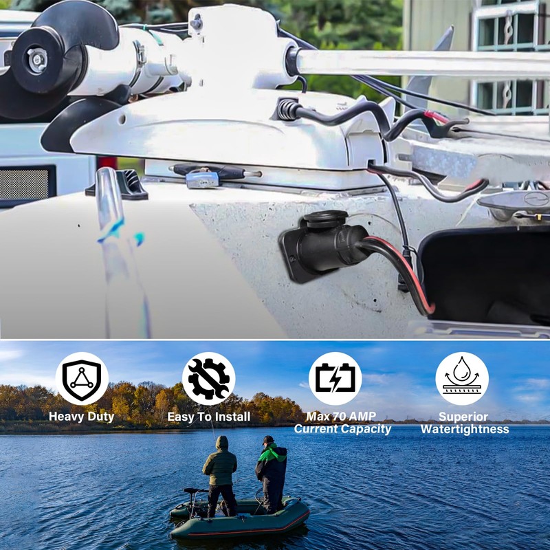 LIXUANBY 12VCPS3 70A Trolling Motor Plug & Receptacle for 2