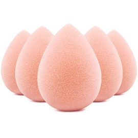 Beakey - Esponja de maquillaje para base de maquillaje, esponja de belleza, esponjas Boun Boun Flawless para líquido, crema y polvo, sin látex y vegano, 5 unidades de color rosa