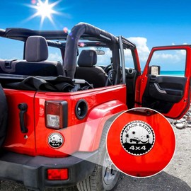 1Pc Black Beach Sun Badge Rated Car Emblem, 4 x 4 Metal Automotive Badge 3D Metal Car Badges Emblems Round Emblem Decals,Car Badge Decals Stickers,Trucks SUV Badge,Automotive