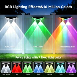 AHAWILL Outdoor Fence Lights 8 Pack,Color Changing Fence Lighting
