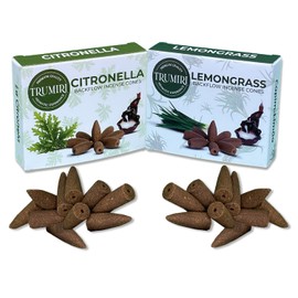 TRUMIRI Backflow Incense Cones - Combo Pack of 20 Incense Cones Waterfall - 10 Citronella + 10 Lemongrass - Incense Backflow Cones - Waterfall Incense Cones - Incense Waterfall Cones