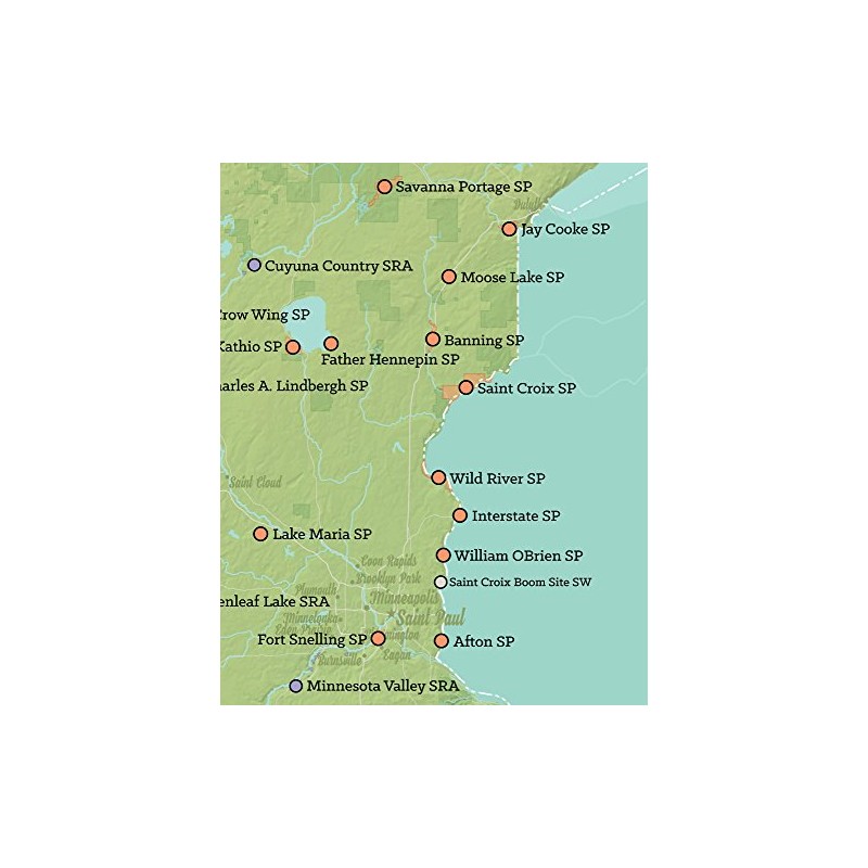 Minnesota State Parks Checklist Map 11x14 Print (Green & Aqua)