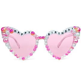 FADXIN Happy Birthday Sunglasses for Women, Birthday Girl Glasses，Party Glasses, Birthday Party Gifts (Candy Pink)