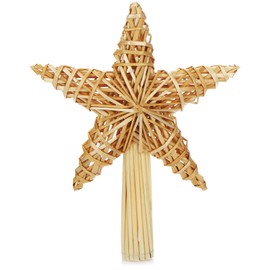 com-four® Christmas tree topper as Christmas tree decoration made of straw - straw star top for the Christmas tree - Christmas tree decoration - natural Christmas tree decoration.