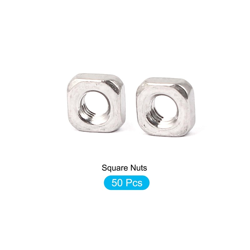 METALLIXITY Square Nuts (M3x5.4x2.4mm) 50pcs 304 Stainless Steel Hardware Nuts