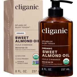 Organic Sweet Almond Oil, 100 Pure (8oz) - for Skin  Hair, Nourishing Carrier Oil for Face  Body                                                      
