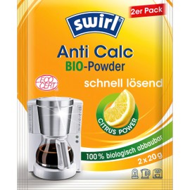 Swirl Anti-Calc Organic Powder (2 x 20 g) with Citrus Power | Descaling Powder Suitable for Coffee Machines, Fully Automatic Coffee Machines, Pod Machines, Kettles