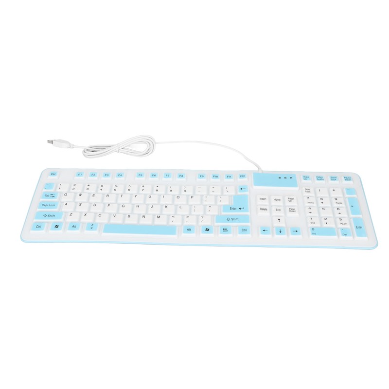 Foldable Silicone Keyboard 106 Keys Waterproof Dustproof Foldable USB Wired