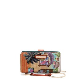 Nicole Lee Signature Bifold Wallet Wristlet, Vegan Leather, 6 Card Slots and Detachable Strap (SUN AND SAND)