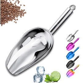 Metal Ice Scoop，Kitchen Ice Scooper for Ice Maker,Stainless Steel Small Ice Scooper for Freezer，Kitchen Gadgets Cookie Flour Pet Dog Food Scoop (Silver, 3 OZ)
