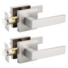 Probrico 2 Pack Satin Nickel Square Door Lever Door Lock