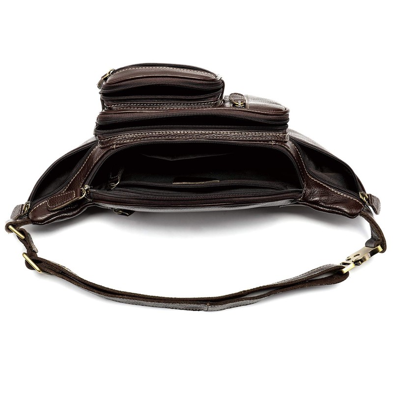 Genuine Leather Large Fanny Pack Waterproof Hip Belt Bag Cowhide