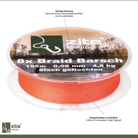 Zite Fishing 8X Braided Line Bass 155m 0.08mm 4.8kg