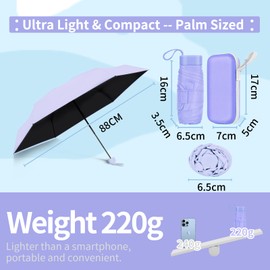 ZOMAKE Mini Travel Umbrella - Compact Folding Umbrells, Lightweight Portable UV Protection with Cute Capsule for Sun and Rain