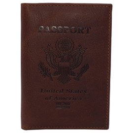 Real Leather RFID Blocking Travel Passport Holder with Vaccine Card Slot (USA)