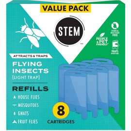 STEM Light Trap Refill Cartridges, Indoor Fruit Fly Trap, Effective Insect Control for Home, Attracts and Traps Flying Insects, Compatible with STEM Light Trap, 8 Count