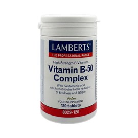 Lamberts Vitamin B-50 Complex Tablets – Moderate Strength B Vitamins for Energy, Mood & Nervous System – 120 Tablets