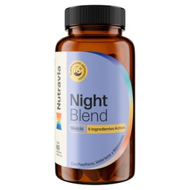 Nutravia Night Blend Magnesio para Dormir con GABA, L Teanina, Valeriana, Pasiflora y Manzanilla - Ayuda a la Relajación y al Estrés Suplemento - Ingredientes Naturales - 60 Cápsulas Veganas