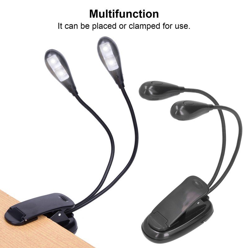 LED Book Light Eye Protecting 360° Rotatable White Light Double