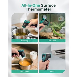 ERICKHILL Infrared Thermometer -50℃~600℃ Adjustable Emissivity Non-Contact Laser Thermometer Gun LCD Backlit Digital Display -Compact Size for Vehicle Repair/Cooking/BBQ/Freezer/Food, Dark Green