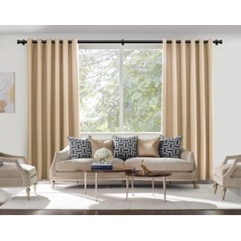 KAMANINA Black Curtain Rods 32 to 144 Inch (2.6-12 Feet), 1 Inch Heavy Duty Curtain Rods for Windows, Modern Adjustable Drapery Rods with End Cap (32"-144")