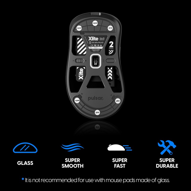 Superglide Glass Mouse Skates - Consistent Controllable Glide, Polished Round