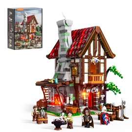LUMIBRICKS Medieval Forge House Lighting Building Bricks Set - Blacksmith kit Collectible Display LED Light Building Sets 1595 Pcs for Adults and Teen