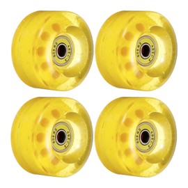 PATIKIL 32 x 58mm Roller Skate Wheels with Bearings, 4 Pack 82A Quad Skate Replacement for Double Row Skate Skateboard Indoor or Outdoor, Shine Yellow