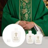 DEARMAMY 6Pcs Holy Water Bottles Plastic Round White with Gold