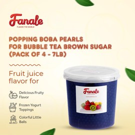 Fanale Brown Sugar Popping Boba Pearls, Vegan, Non GMO, Gluten Free, Fat Free, Perfect for Bubble Tea, Smoothies, Ice Cream, Desserts, and Beverages.