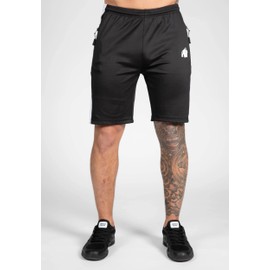 Gorilla Wear - Benton Track Shorts - Black - Bodybuilding Sports Everyday Leisure with Logo Print Lightweight and Comfortable for Optimal Movement Made of Polyester and Spandex