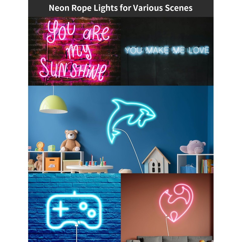 BUNACET 52FT LED Neon Rope Lights, RGB Strips Light with