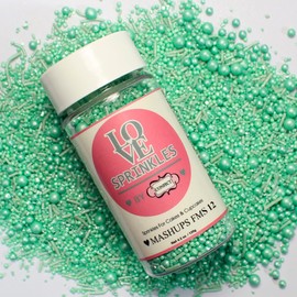 Confect Green Pearls & Jimmies Sprinkles for Cakes & Cupcakes Decoration Bottle Frosted Mint Green Sprinkles - 3.5 Oz