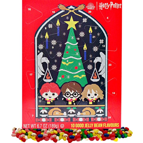 Harry Potter Jelly Belly Advent Calendar 2022, Large Countdown to Christmas Filled with Individual Packs of Assorted Jelly Beans, 14.5 Inches, Multi