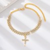 RELOVET Crystal Cross Anklet with Rhinestones, Gold Plated Chain, Religious