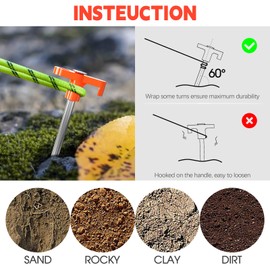 hoinya 10 Pack Tent Pegs, Metal Heavy Duty Camping Pegs Rustproof Hard Ground Tent & Awning Peg for Football Net, Tents,Tarpaulin, Canopies, Garden, Hiking, Outdoor