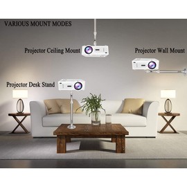 2-Be-Best Projector Ceiling Mount 15-24.4in/38-62cm Height Universal Projector Mount 360° Rotation Adjustable Projector Mount Silver Mount for Projector CCTV DVR Camera