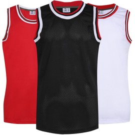 Pullonsy 3 Pack Basketball Jersey for Men Women Children 80s 90s 00s 10s Hip-Hop Hipster Shirts Classic Retro Tank Tops Black/Red/White Jersey,Men Size X-Large