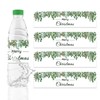 URROMA 50Pcs Merry Christmas Water Bottle Labels Green Leaf Water