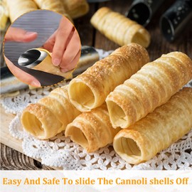 10 Pcs 5 inch Cannoli Tubes Molds, Large Stainless Steel Cannolis Tubes, Non-stick Cannoli Forms Cream Horn Danish Pastry Molds for Croissant Shell Cream Roll