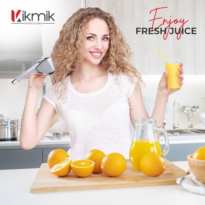 Kikmik Stainless Steel Lemon Squeezer -CitrusEase Foldable Handheld citrus Squeeze
