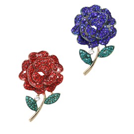 GSHOPVV 1 PCS Blue Fashion Rhinestone Rose Flower Brooches Pin - Clothes for Valentine's Day