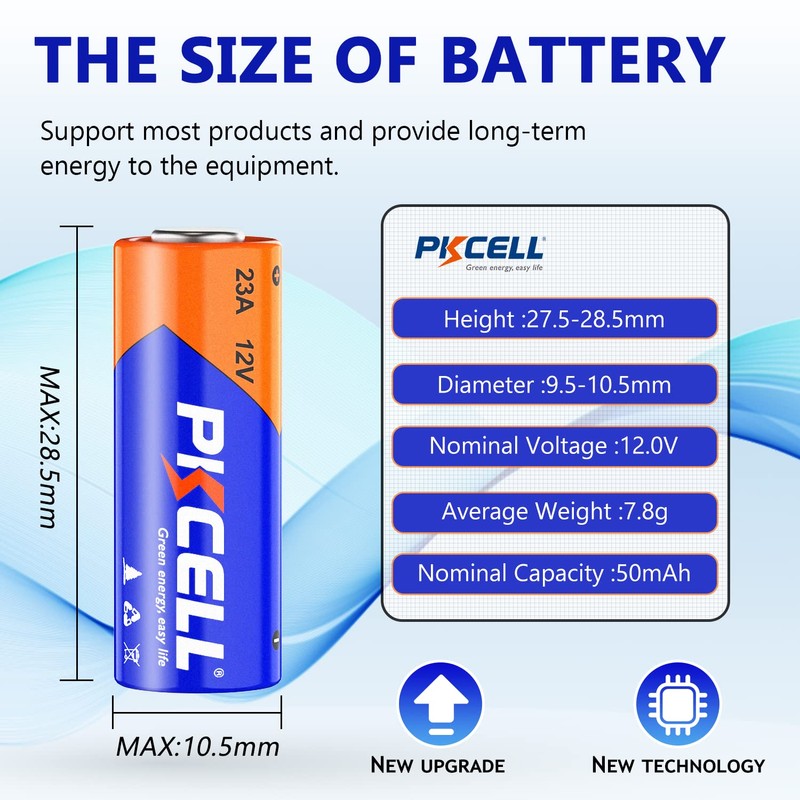 PKECLL 23A 12 Volt Battery 10-Count, A23 Battery for Garage