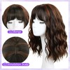 Short Wavy Wig with Bangs for Women Shoulder Length Brown