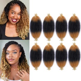 16 Inch Spring Twist Hair 8 Packs Spring Afro Twist Hair for Kinky Soft Locs Synthetic Marley Twist Braiding Hair Extensions for Black Women Cuban Twist Hair(16 Inch,8Pack,1B/27/613)