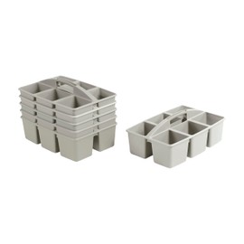 ECR4Kids 6-Compartment Large Caddy, Storage Organizer, Grey, 6-Pack
