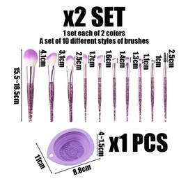 20 Pieces Makeup Brushes, 1 Piece Foldable Makeup Brush Cleaning Bowl, Makeup Brush with Sparkling Crystal Handle, Fashion Makeup Brushes, Concealer Brush Set