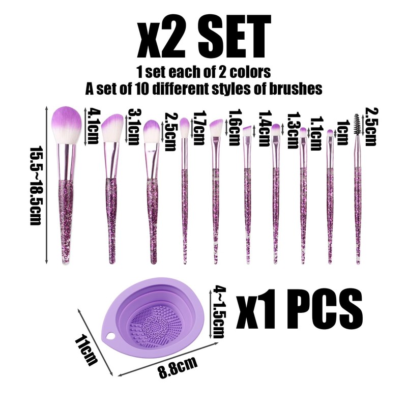 20 Pieces Makeup Brushes, 1 Piece Foldable Makeup Brush Cleaning