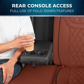 MotorBox Rear Car Seat Cover – Ranch Leatherette Faux Leather Terracotta Bench Seat Cover for Auto – Diamond Stitched Cushioned Seat Protectors for Automotive Accessories, Trucks, SUV, Car